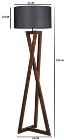 Czarno-brązowa lampa stojąca z tekstylnym kloszem (wysokość 149 cm) Maçka – Opviq lights