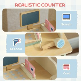 AIYAPLAY Stoisko supermarketowe dla dzieci, kasa do zabawy, 34 akcesoria, MDF, zielony