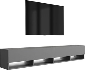 Szafka pod telewizor 200 (2 x 100) cm Antracyt, LED biały, 200 × 32 × 34 cm