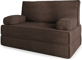 Masseno Sofa piankowa LADIA z funkcją spania, Kanapa z pianki do salonu, Bezmontażowa, Tkanina sztruksowa – Brązowy POSO 06