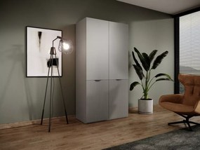 Szafa dwudrzwiowa Dickson 100 cm z ryflowanym frontem półkami i drążkiem na ubrania