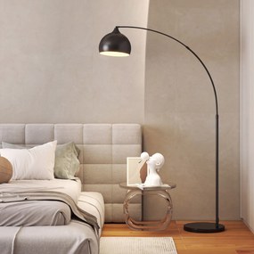 HOMCOM Lampa łukowa, lampa stojąca, regulowana wysokość, włącznik nożny, podstawa w wyglądzie marmuru, 170-180cm, czarna | Aosom PL