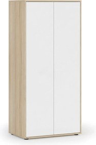 Szafa biurowa z półkami FUTURE, 4 półki, 850 x 450 x 1900 mm, biały/dąb naturalny