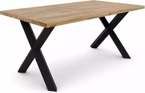 Atlass 180x100 cm – stół z litego drewna dębowego olejowanego z łączeniem finger joint i minimalistyczną stalową czarną podstawą