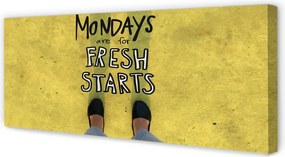 Obraz drukowany na płótnie Napis na Żółtym Tle