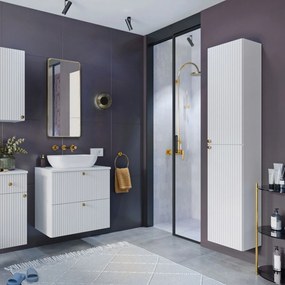 Szafka łazienkowa słupek wiszący biały ryflowany front 30 x 30 x 160 cm UMBRIA White