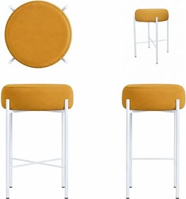 Hoker Pola krzesło barowe podstawa metalowa Tkanina Welur : Kolor Stelaża - Biały, Kolor tkaniny - VELVET - MG15, Typ tkaniny - Velvet