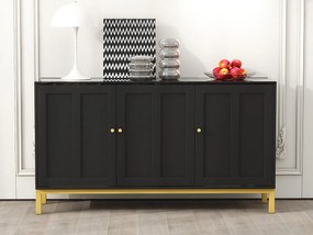 Bufet 3-drzwiowy z regulowanymi półkami - MDF i panele wiórowe - Czarny