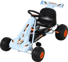 HOMCOM Go Kart samochód dziecięcy na pedały z pedałem hamulca zabawka dla dzieci 3-8 lat stal jasnoniebieski 97 x 66 x 59 cm z