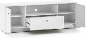 Szafka RTV 160 cm z oświetleniem LED Glamour 03, biały połysk