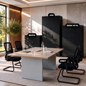 Szafa kartotekowa metalowa z 5 szufladami czarna, 900x1620x600 mm: SARA XL V5