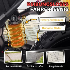 AIYAPLAY 12V Motocykl dla dzieci z kółkami bocznymi, LED, Muzyką, USB, Elektryczny motocykl dla chłopców i dziewcząt, Biały