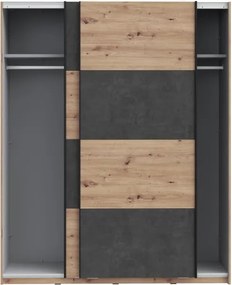 Młodzieżowa szafa przesuwna Raven 824, dąb artisan/beton