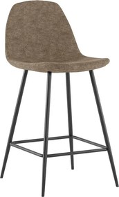 Brigitte - Antracytowy stołek ze sztucznej skóry - Zestaw 2 szt.