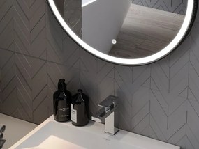 Mexen Reni lustro łazienkowe podświetlane, okragłes 80 cm, LED 6000K, antypara, rama czarna - 9812-080-080-611-70