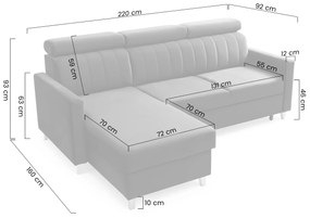 Narożnik Vario z funkcją spania uniwersalny prawo/lewostronny - beżowy szenil Wind 11