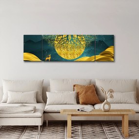Obraz - Abstrakcja, złoty krajobraz (170x50 cm)