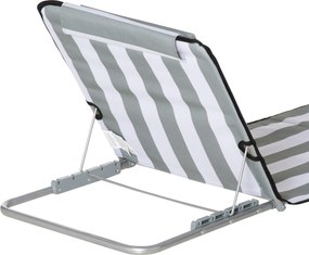 Outsunny Leżak składany ogrodowy z poduszką, 5-stopniowe oparcie, torba transportowa, jasnoszary | Aosom PL