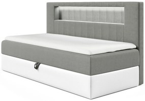 Szare tapicerowane łóżko z pojemnikiem 3 rozmiary M0-M90