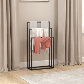 HOMCOM Stojak na ręczniki stojący z 3 drążkami, drabinka ze stali 45 x 21,5 x 85 cm