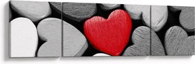 Obraz drewnianych serc (170x50 cm)