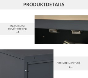 HOMCOM Szafka na Akta z Drzwiami Lamelowymi, Szafka Magazynowa, Metalowa z 2 Regulowanymi Półkami, 75 x 33 x 110 cm, Szary