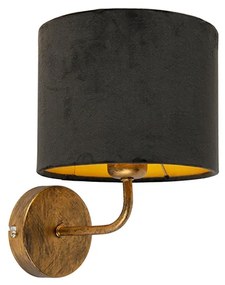 Vintage Kinkiet / Lampa scienna Złoty Z Czarnym Aksamitnym Kloszem - Matt Retro Oswietlenie wewnetrzne