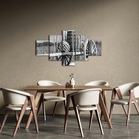 Obraz - Przyczepka, czarno - biały (125x70 cm)