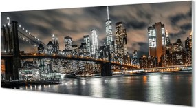 Panel szklany do Kuchni Nocny Pejzaż Miejski z Mostem