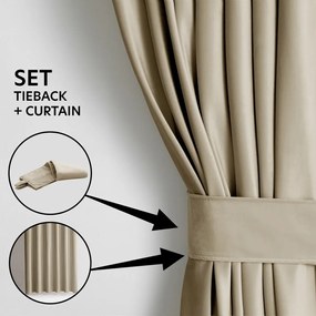 Brązowa/beżowa aksamitna zasłona częściowo zaciemniająca (dimout) 140x270 cm Eyelets – Restilo