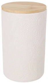 Słoik ceramiczny z pokrywką z bambusa, Ø 10 x 16 cm