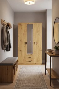 Trzydrzwiowa szafa uchylna z lustrem dąb artisan T9-A05
