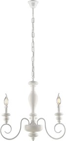 Żyrandol Cascina z drewna i lakierowanego na biało żelaza, postarzany, 3 światła, 113 Ø44 BL265-3-BCO