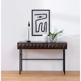 Ciemnobrązowa konsola z blatem w dekorze dębu 39x117 cm Latina – Unique Furniture
