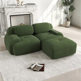 Narożnik z wygiętymi podłokietnikami i tapicerowanym oparciem - zielony sztruks