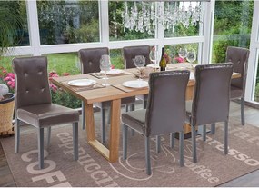 Krzesło do jadalni MCW-E58 (zestaw 6 sztuk),  imitacja skóry brązowy, ciemne nogi