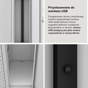 Szafka BHP ubraniowa, skrytkowa, perforowana, 10 skrytek, szara, 1360x1720x450 mm: BARTEK PRO