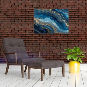 Obraz na szkle - Niebieska marmurowa abstrakcja (70x50 cm)
