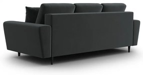 Ciemnoszara aksamitna rozkładana/ze schowkiem sofa 235 cm Kyoto – Cosmopolitan Design