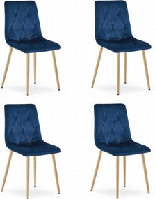 Niebieskie aksamitne krzesło do jadalni LIBRA