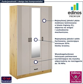 Szafa skandynawska z lustrem dąb artisan + kaszmir S7-A27