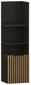 Szafka łazienkowa MERU 1D 35cm czarny mat/dąb STRAMA