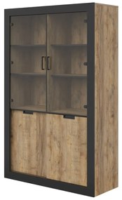 Witryna wysoka DADES 4D 120cm dąb samdal/czarny mat HELVETIA