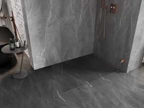 Mexen Lunar ścianka prysznicowa Walk-in prawa 80 x 200 cm, transparent 8 mm, miedź szczotkowana - 830-080-000-65-00-P