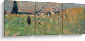 Obraz - Georges Seurat, A Summer Landscape, reprodukcje (z zegarem) (90x30 cm)