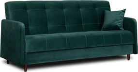 Sofa z Funkcją Spania TIVOLI Wersalka Rozkładana Dwuosobowa Zielona Welurowa Nowoczesna do Salonu