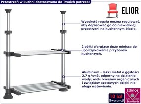 Regulowany aluminiowy regał kuchenny na blat - Rivia