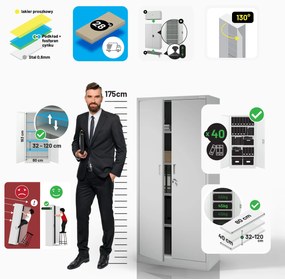 Szafa JAN Compact 1750 x 800 x 400 mm, szara