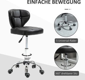 HOMCOM Zestaw 2 stołków roboczych, sztuczna skóra, ciemnoszare, 72–87 cm