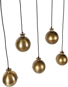 Industrialna lampa wisząca brązowa z drewnem 5-świateł - Haicha